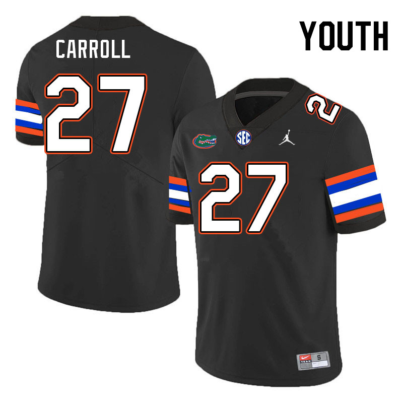 Youth #27 Cam Carroll Florida Gators College Football Jerseys Stitched-Black